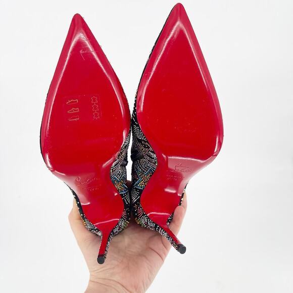 Christian Louboutin So Kate Starlight Strass Black Suede Crystal Booties EU 37.5 - Picture 12 of 13